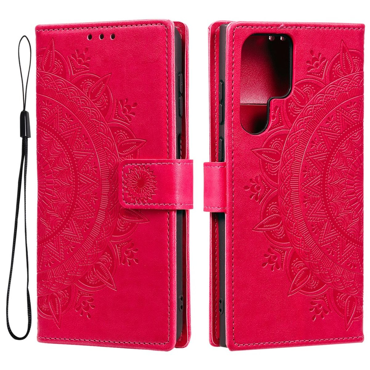 COVERKINGZ Klapphülle mit Mandala Muster, Ultra, Samsung, Bookcover, S22 Galaxy Pink