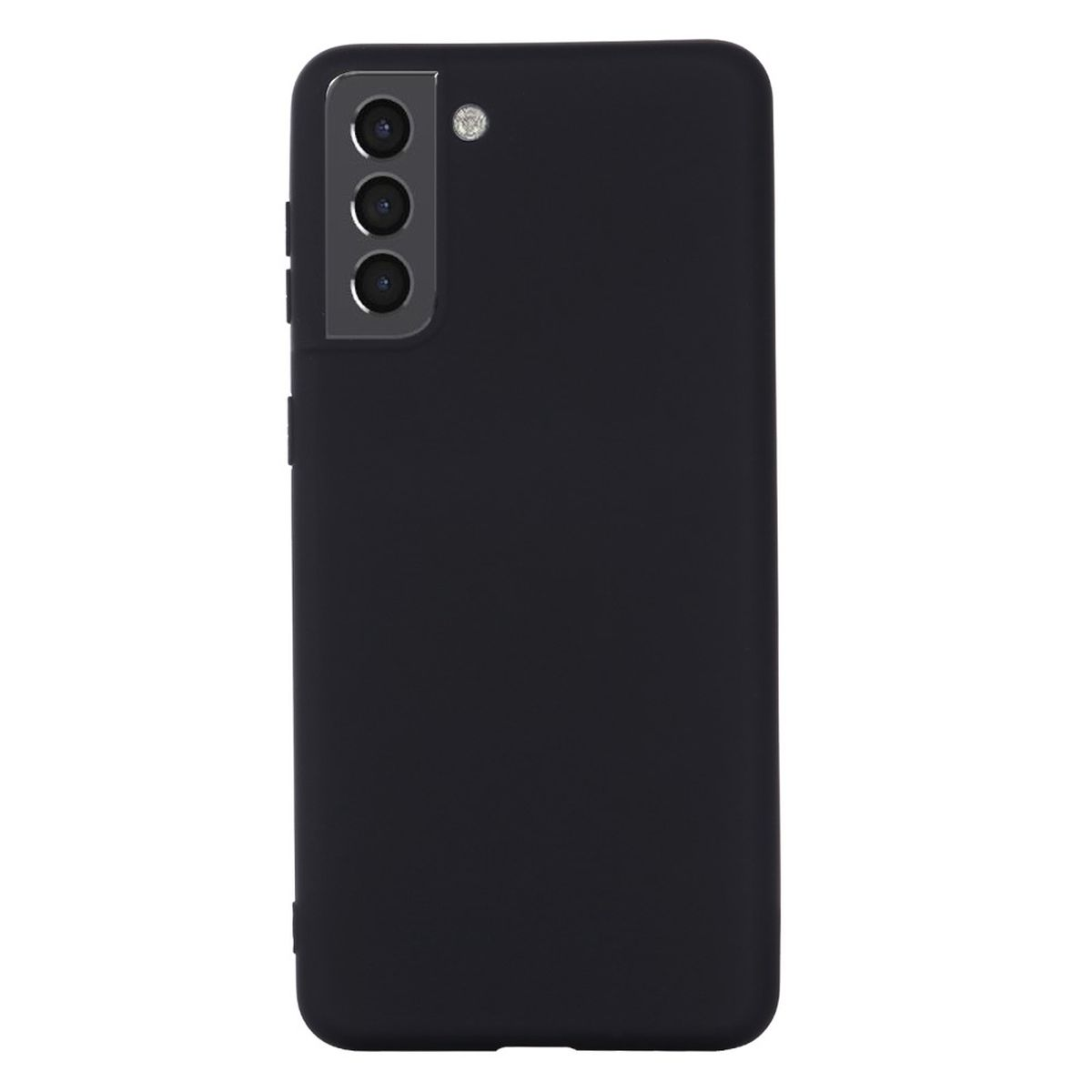 Schwarzes Telefon. Drei Kameralinsen. Einfaches Design. Sauberes, dunkles und elegantes Aussehen.