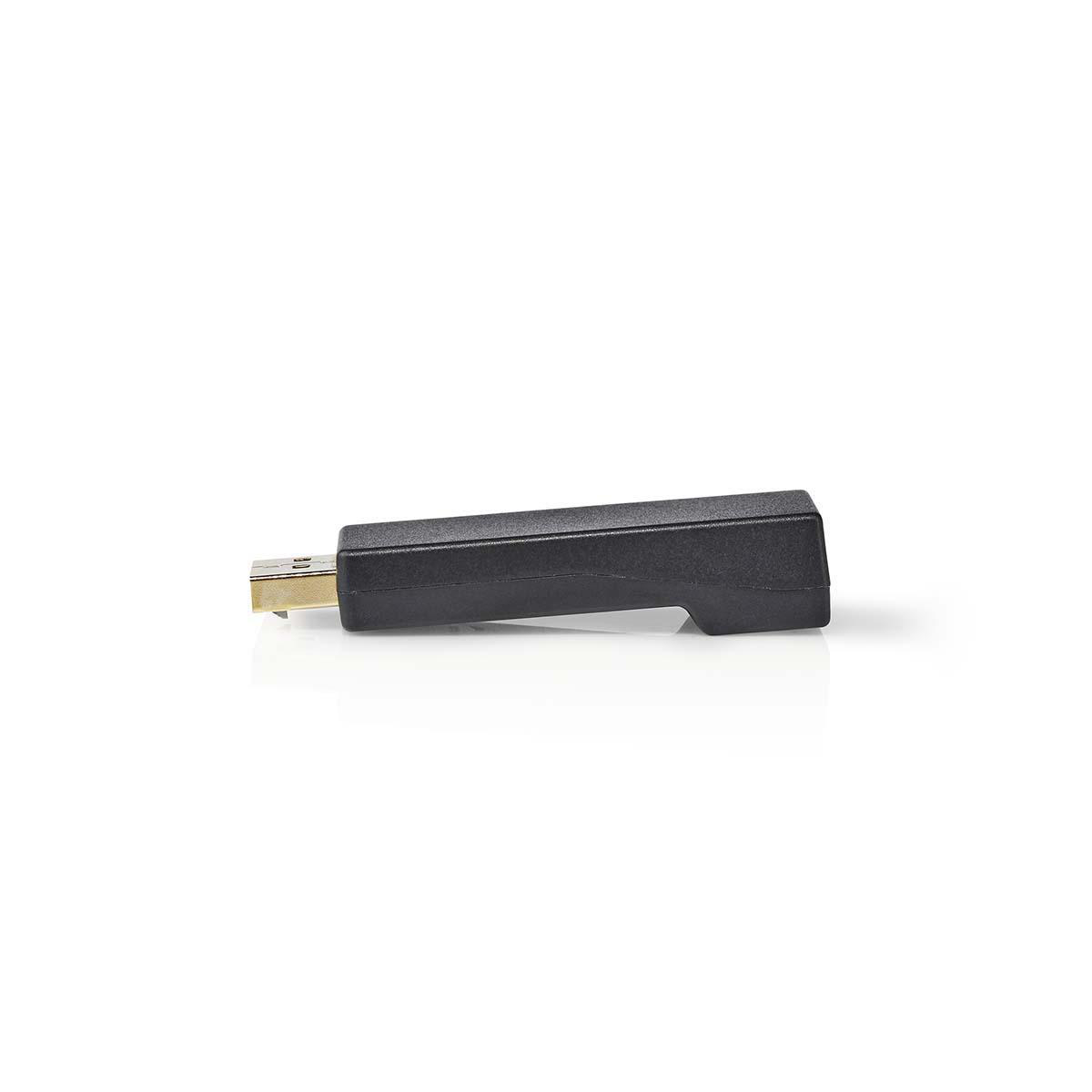 Ein schwarzer USB-Adapter vor weißem Hintergrund, einfach und isoliert.