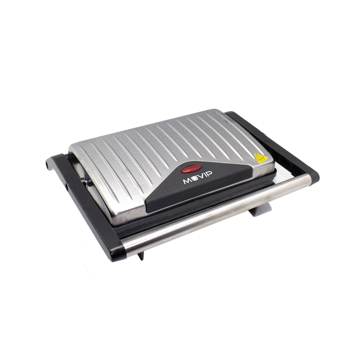 Sandwichera Mv0188muvip Plata muvip inox grill potencia 750w placas antiadherentes tipo superior basculante asa tacto uniforme acabado limpieza – gris