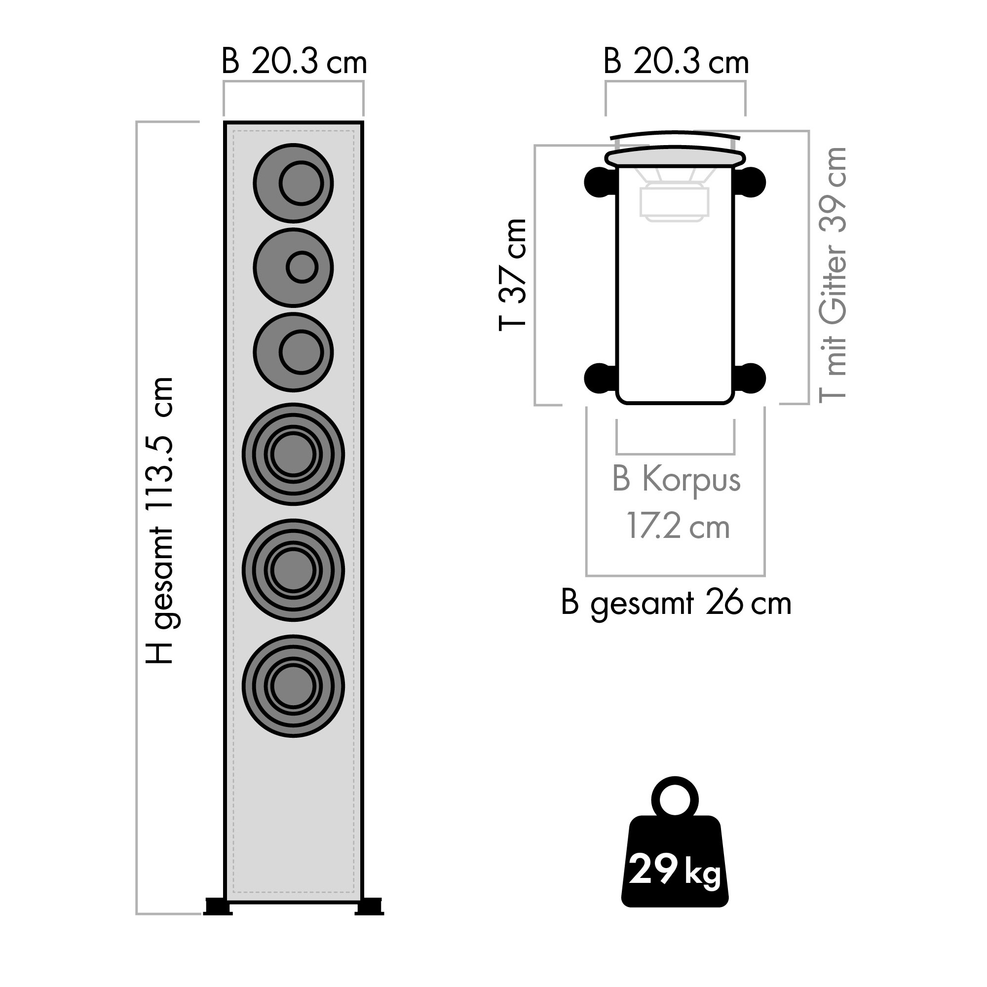 passiv | Diamantschwarz Standlautsprecher, nuVero 110 NUBERT Standlautsprecher