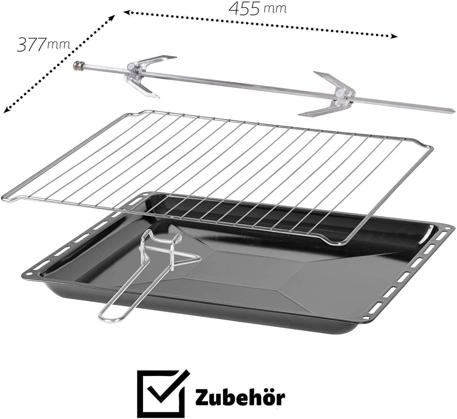 Doppelverglasung, 2000 & Innenbeleuchtung Nostalgisch W, L, Rustik Mini-Backofen, 60 Minibackofen Schwarz Umluft, ICQN