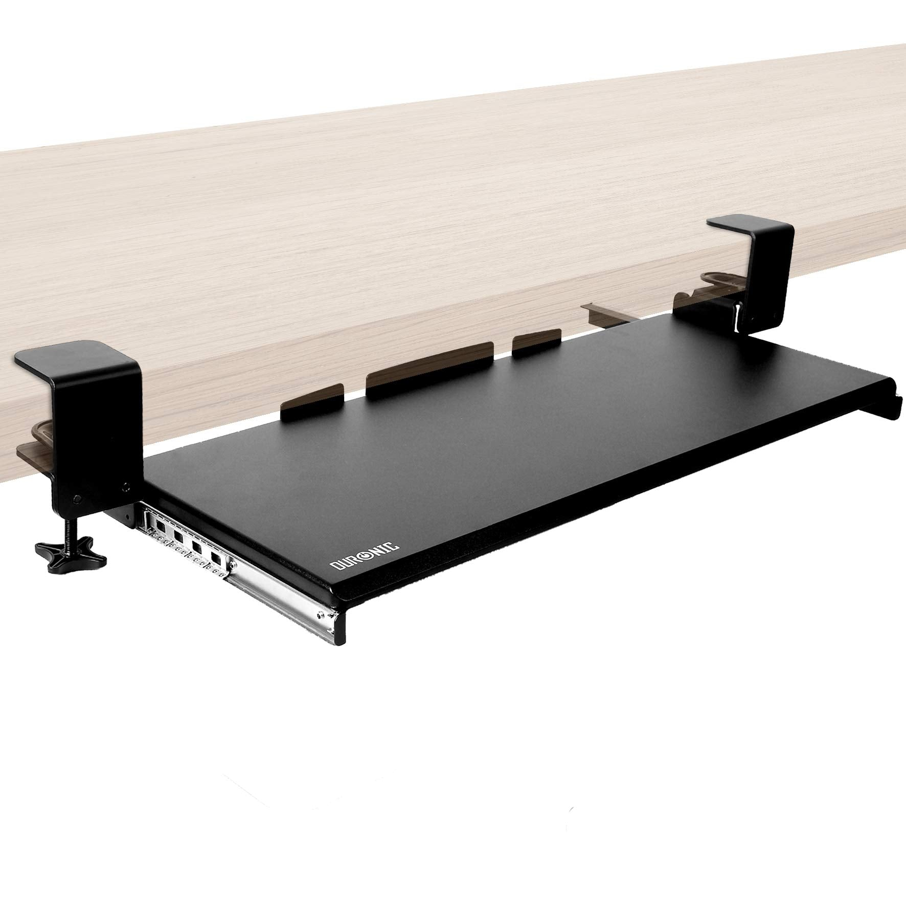 Duronic Dktpx1 Plataforma para teclado y mesa de escritorio instalación por pinza ideal ahorrar negro