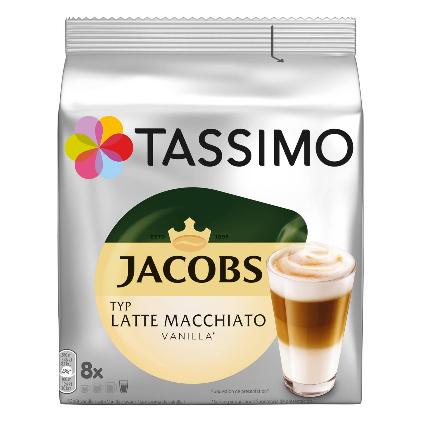 TASSIMO Jacobs Lovers 4 Sorten (T-Disc Maschine - System)) (Tassimo Getränke Kaffeekapseln Au - Macchiato, 48 Cappuccino, 5 Lait Packungen - Latte Café