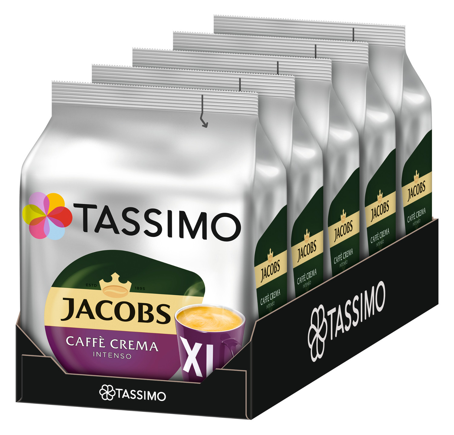 TASSIMO Jacobs Caffè 16 System)) T Intenso 5 Discs Getränke (T-Disc Crema x Maschine Kaffeekapseln XL (Tassimo