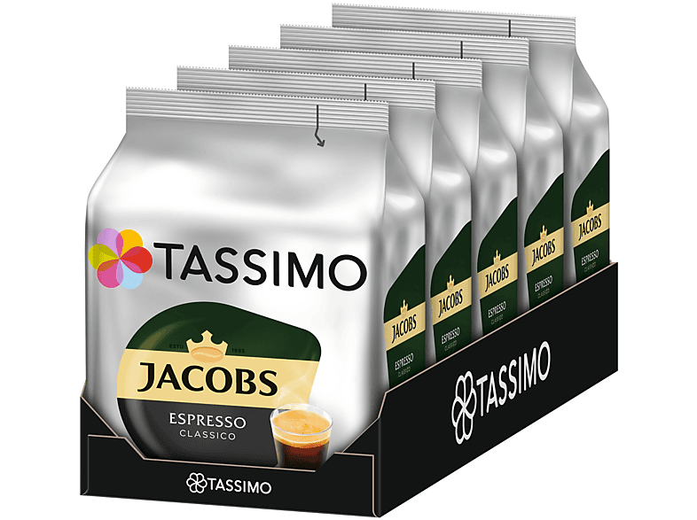Jacobs 16 x Getränke (T-Disc Discs T TASSIMO Classico Maschine System)) (Tassimo 5 Kaffeekapseln Espresso