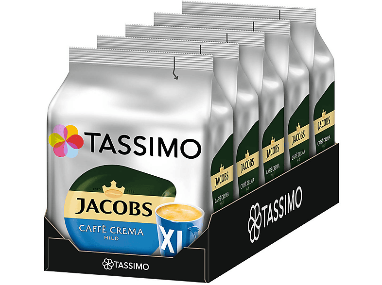 (T-Disc Mild TASSIMO (Tassimo Jacobs Discs System)) 5 Getränke T Kaffeekapseln XL Caffè x 16 Crema Maschine