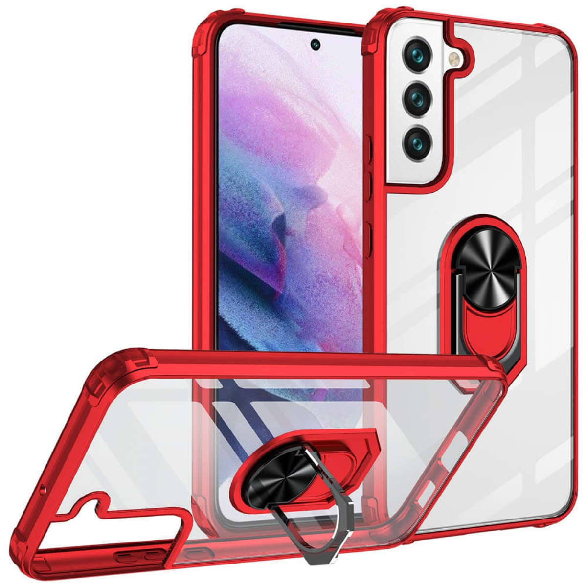 S22 CASEONLINE Galaxy Samsung, Ring, Plus, Rot Backcover,