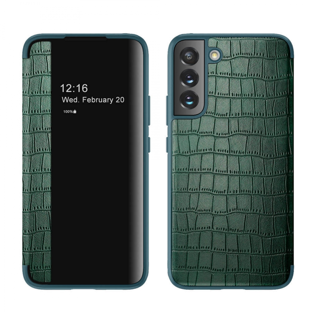 Flip Plus, CASEONLINE Grün Crocodile, Galaxy Samsung, Cover, S22