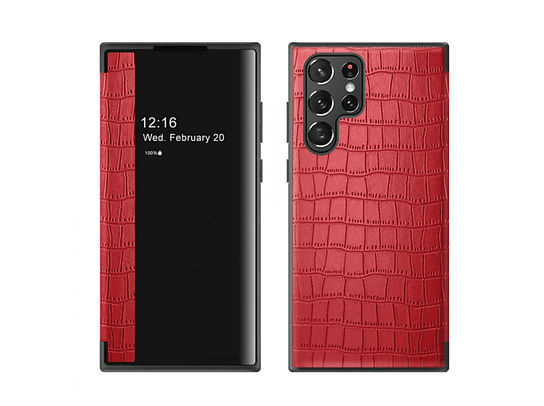 Galaxy Samsung, S22 Rot Flip Cover, Crocodile, Ultra, CASEONLINE