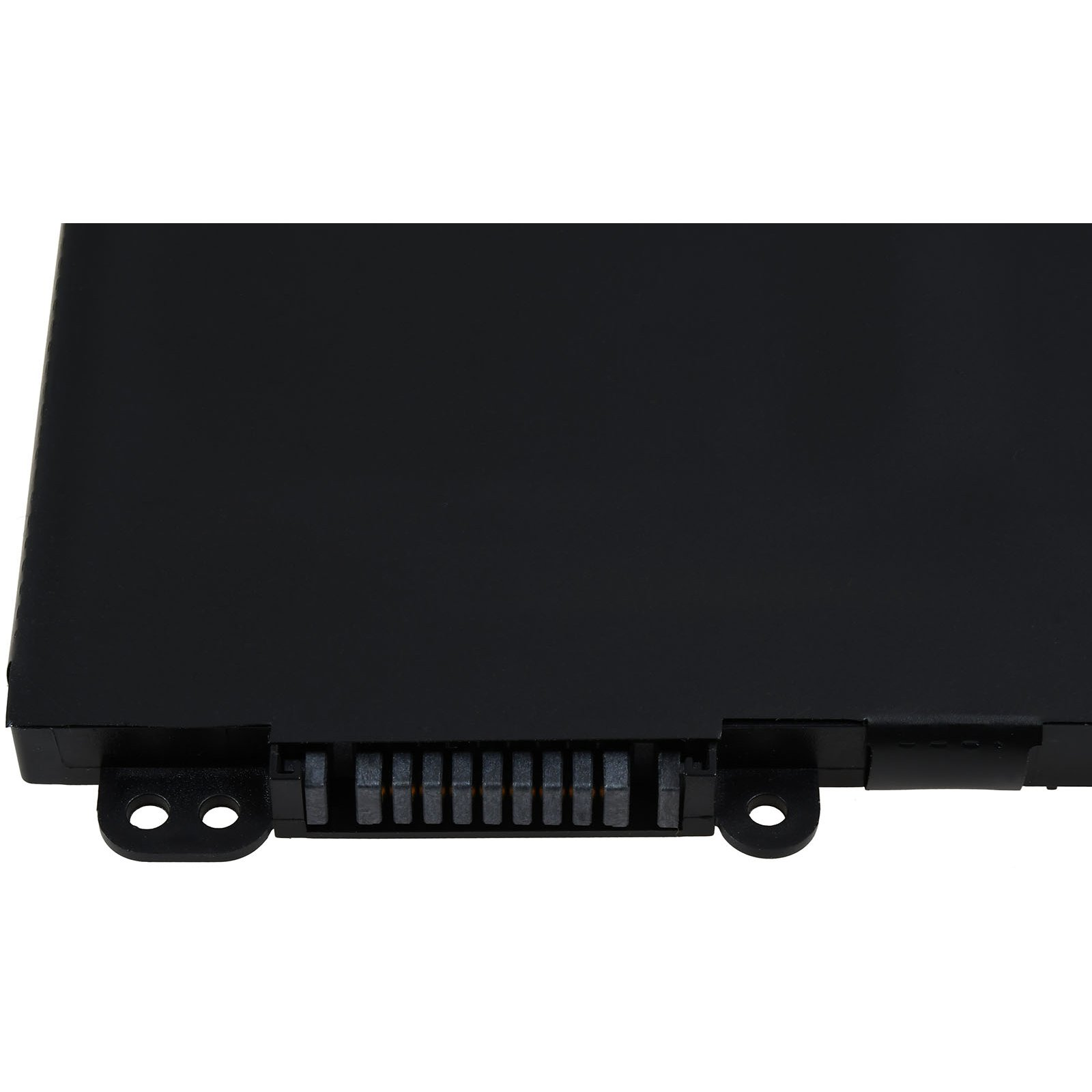 Laptop-Akku, schwarz, mit Stecker zum Aufladen.