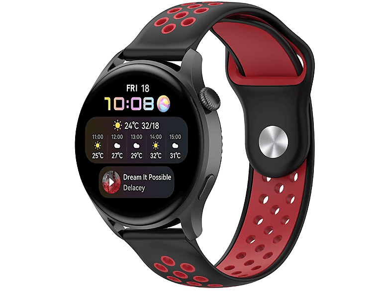 CASEONLINE EBN, Smartband, Huawei, Watch 3 Pro, Schwarz/Rot | Smartwatch Armbänder