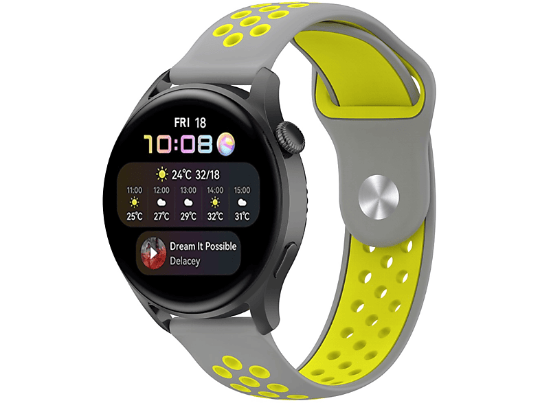 CASEONLINE EBN, Smartband, Huawei, Watch 3 Pro, Grau/Gelb | Smartwatch Armbänder