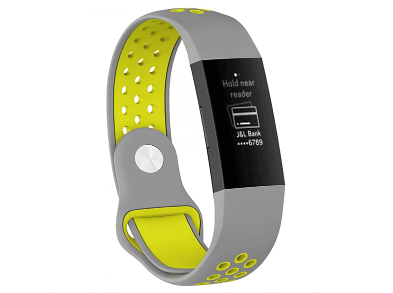 Charge EBN, Fitbit 3, CASEONLINE Grau/Gelb Smartband, Fitbit,