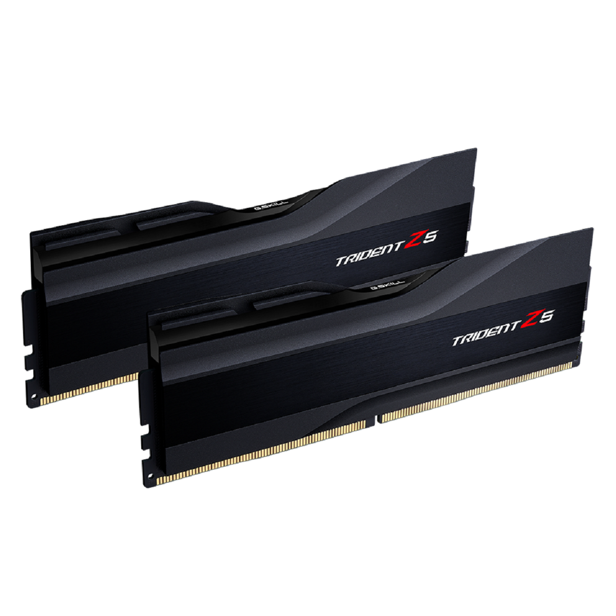 Twee zwarte RAM-sticks, met het label 'TRIDENT Z5'.