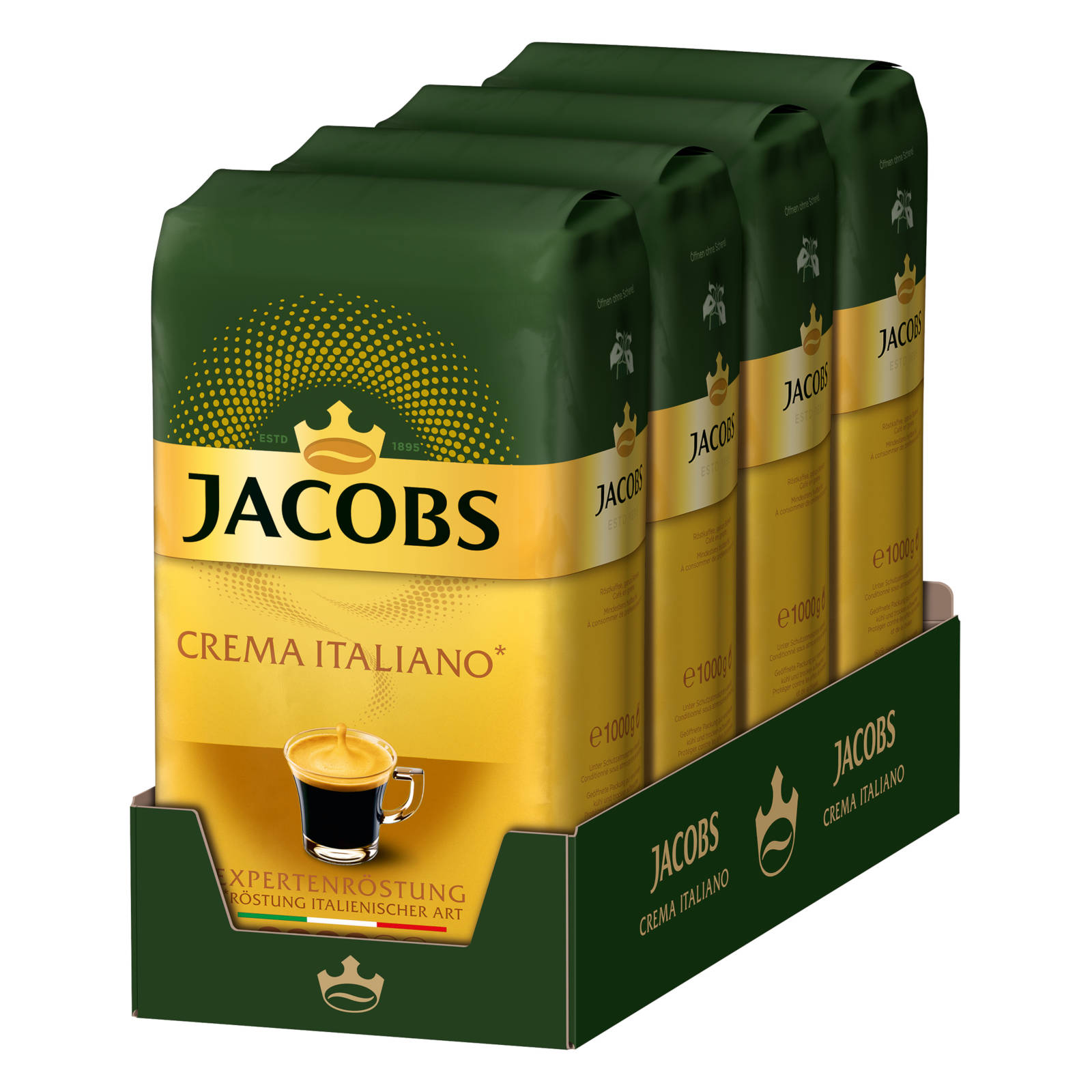 Expertenröstung 1 Crema geröstete ganze kg JACOBS (Kaffeevollautomat) Italiano x 4 Kaffeebohnen