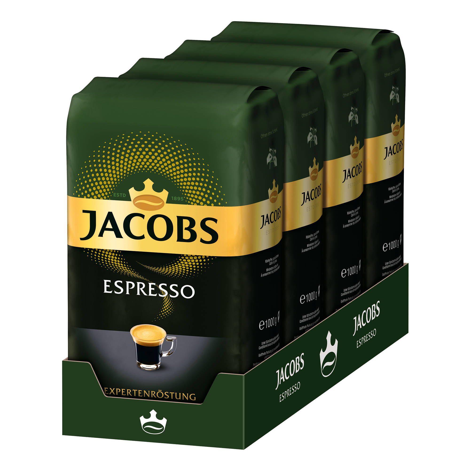 1 ganze x 4 Espresso Expertenröstung JACOBS geröstete (Kaffeevollautomat) kg Espressobohnen