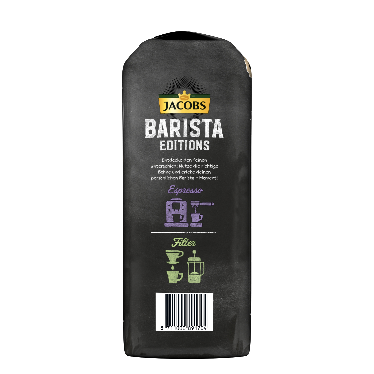 Editions x Aluminium Barista geröstete 1 Barista + Crema Kaffeebohnen Dose kg (Kaffeevollautomaten) JACOBS 2