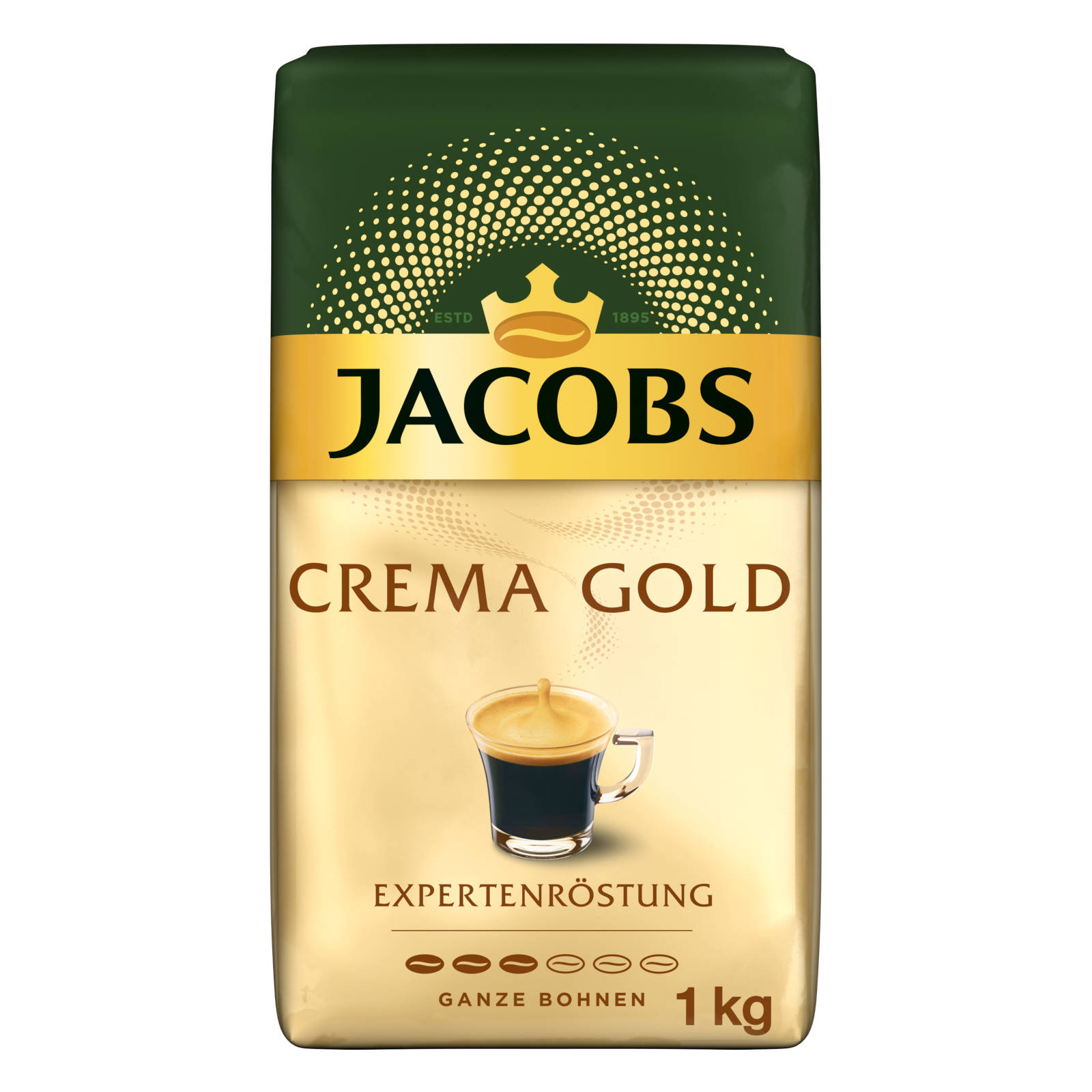 1 (Kaffeevollautomat) Gold ganze x 4 kg geröstete JACOBS Kaffeebohnen Expertenröstung Crema