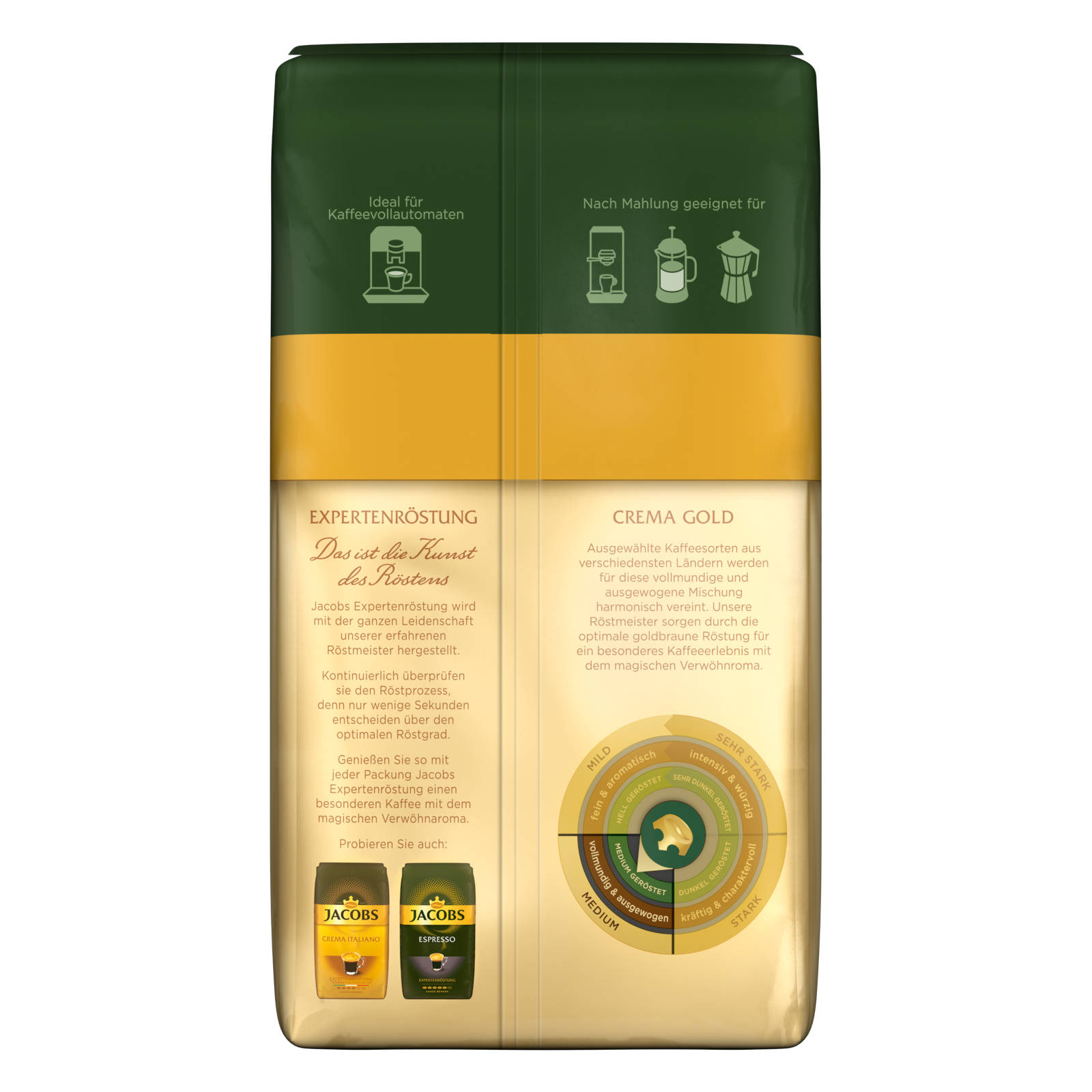 JACOBS Expertenröstung Crema Gold x geröstete 4 Kaffeebohnen (Kaffeevollautomat) kg 1 ganze