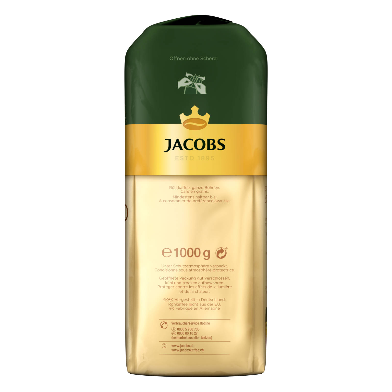 JACOBS Expertenröstung Crema Gold x geröstete 4 Kaffeebohnen (Kaffeevollautomat) kg 1 ganze