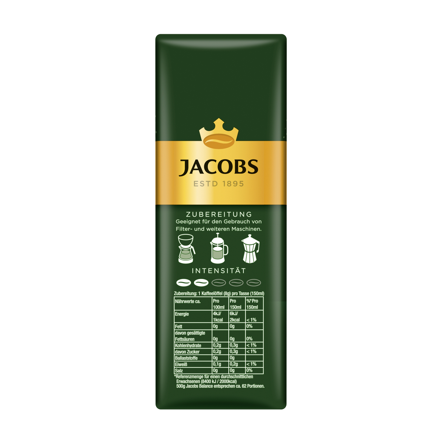 500 g gemahlener JACOBS (Filter-Kaffeemaschine) Krönung Röstkaffee 12 Balance x Filterkaffee