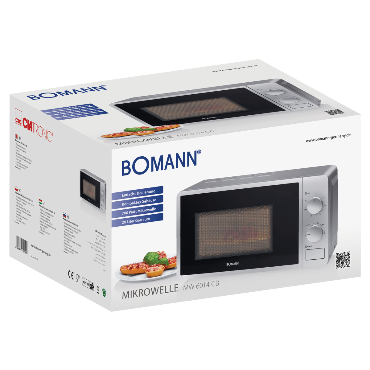 Pudełko od kuchenki mikrofalowej ze zdjęciem kuchenki, tekstem i zdjęciem ugotowanego jedzenia w środku.