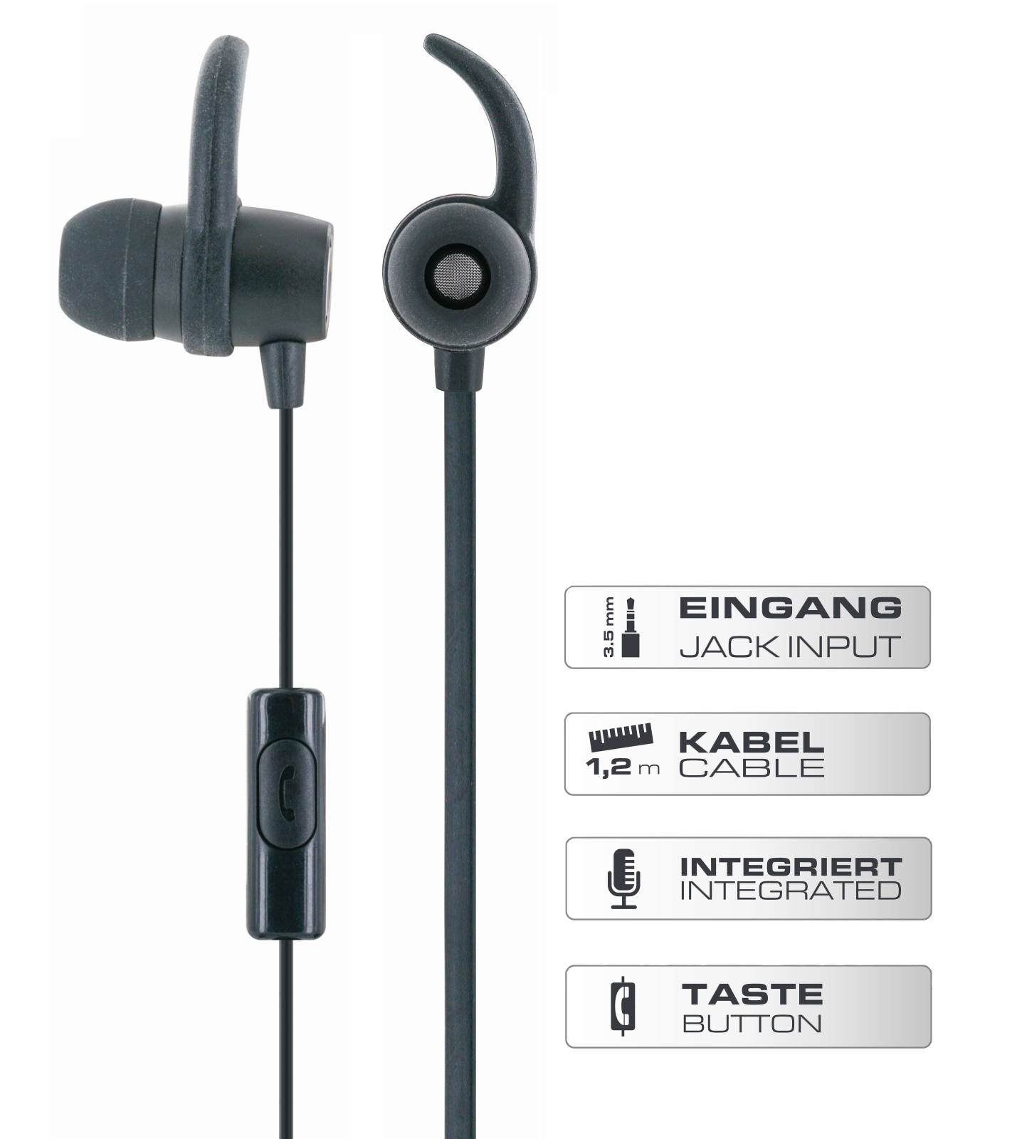 und Schwarz mit Slimkabel 513-, Kopfhörer -KH470S integriertem SCHWAIGER Mikrofon In-ear