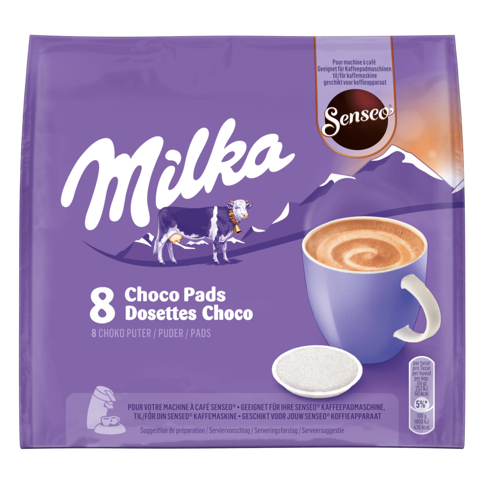 SENSEO Milka 80 Hot heisse Schokolade Soft- Kakaopads (Senseo Choco Kakao Pad-Maschine) Getränke