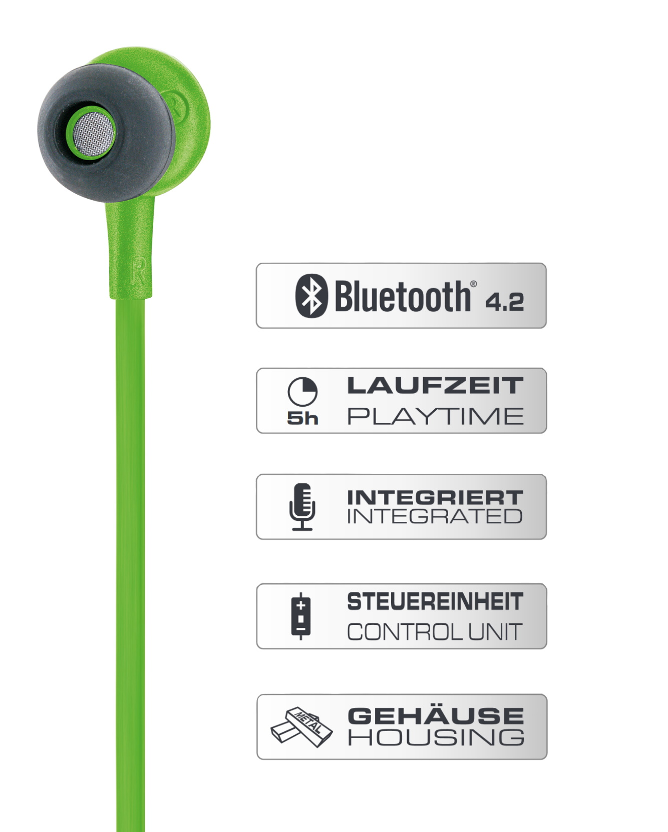 In-ear SCHWAIGER Bluetooth® Bluetooth -KH710BTG Grün Kopfhörer 511-,