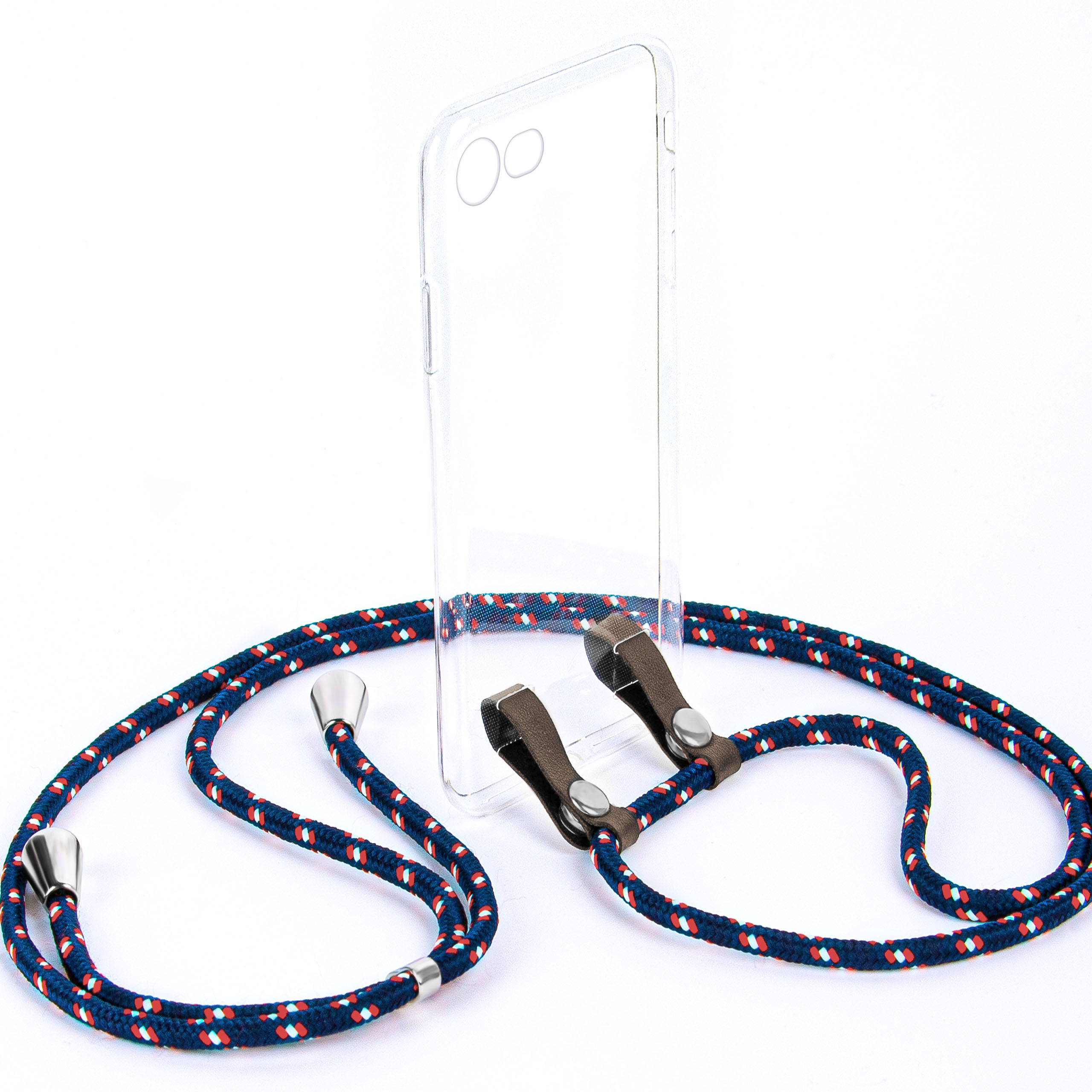 MOEX Handykette, Apple, (2020), Rot SE Blau iPhone Weiss Backcover