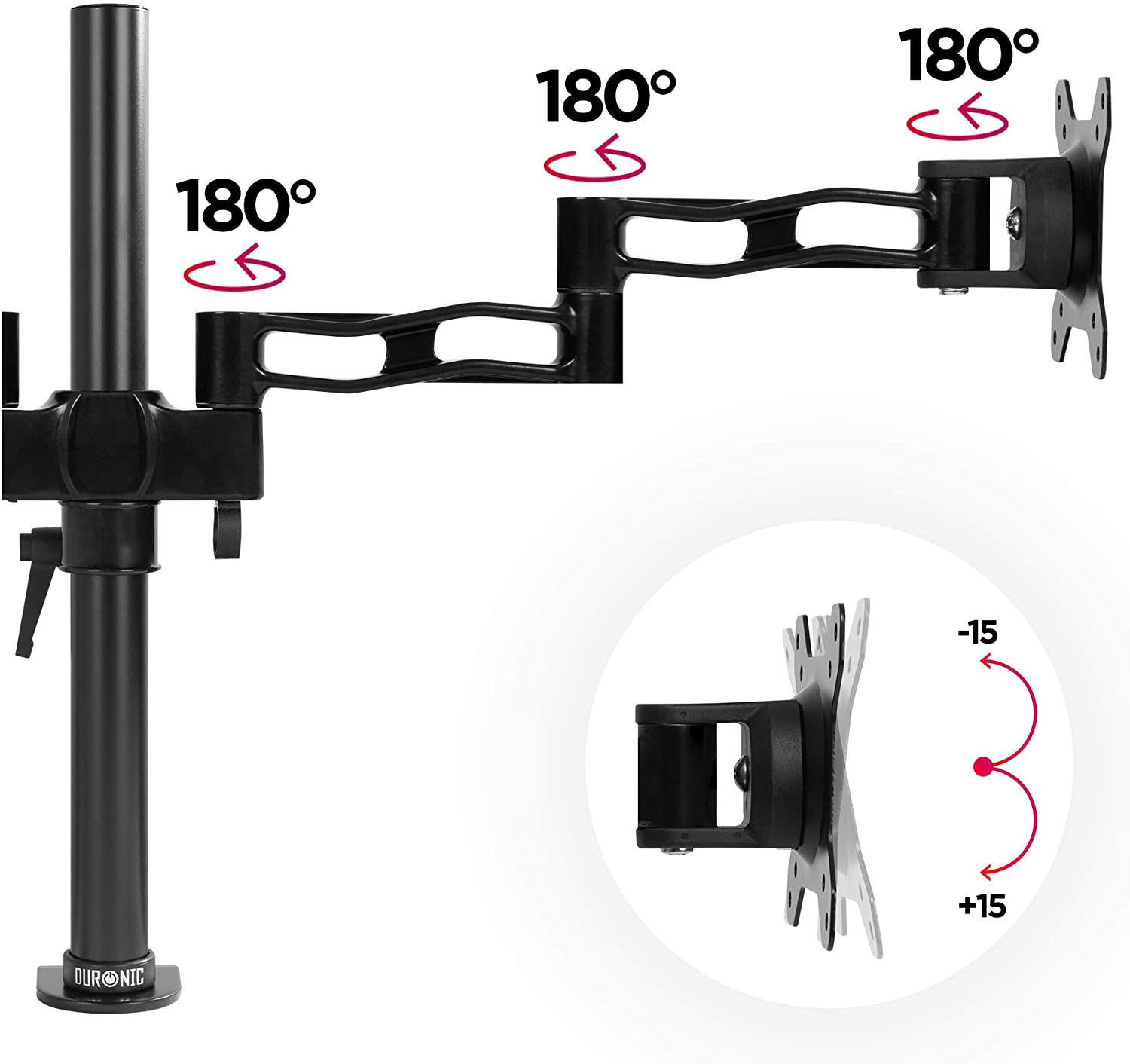 DURONIC DM352 BK Monitorarm für Zoll | 27 Zoll zwei Drehung, Verstellbar Monitorhalterung, und 8kg in Kapazität 27\