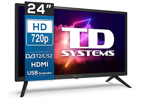 TV LED 24"  - K24DLX14H TD SYSTEMS, HD, DVB-T2 (H.265)Sí, Negro
