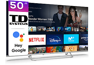 TV LED 50"  - K50DLX15GLE Hey Google TD SYSTEMS, UHD 4K, Arm Cortex CA55, DVB-T2 (H.265)Sí, Plata