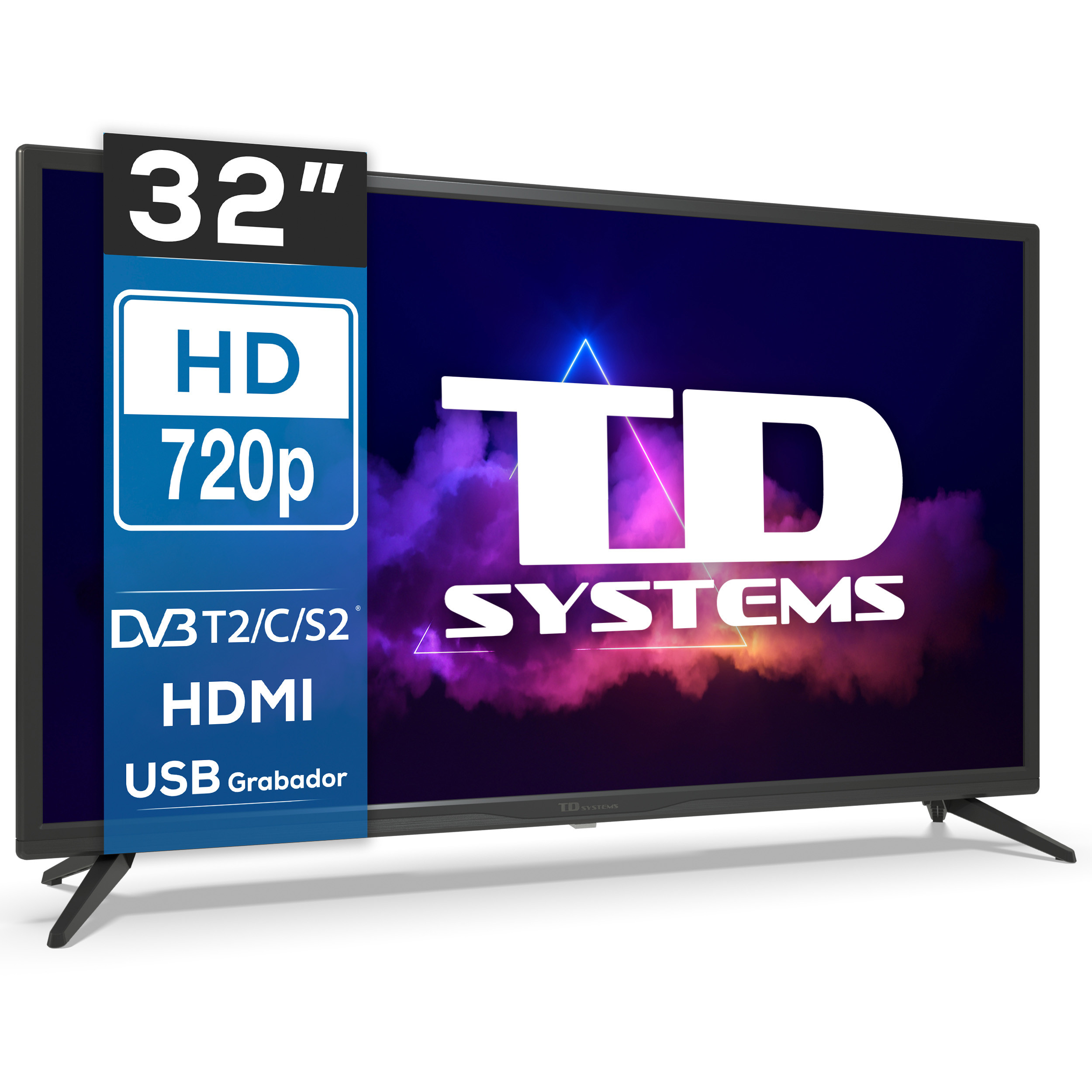 TV LED 32" - TD SYSTEMS, HD, No, Sí, Negro