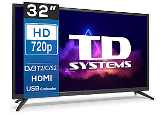 TV LED 32"  - K32DLX14H TD SYSTEMS, HD, DVB-T2 (H.265)Sí, Negro
