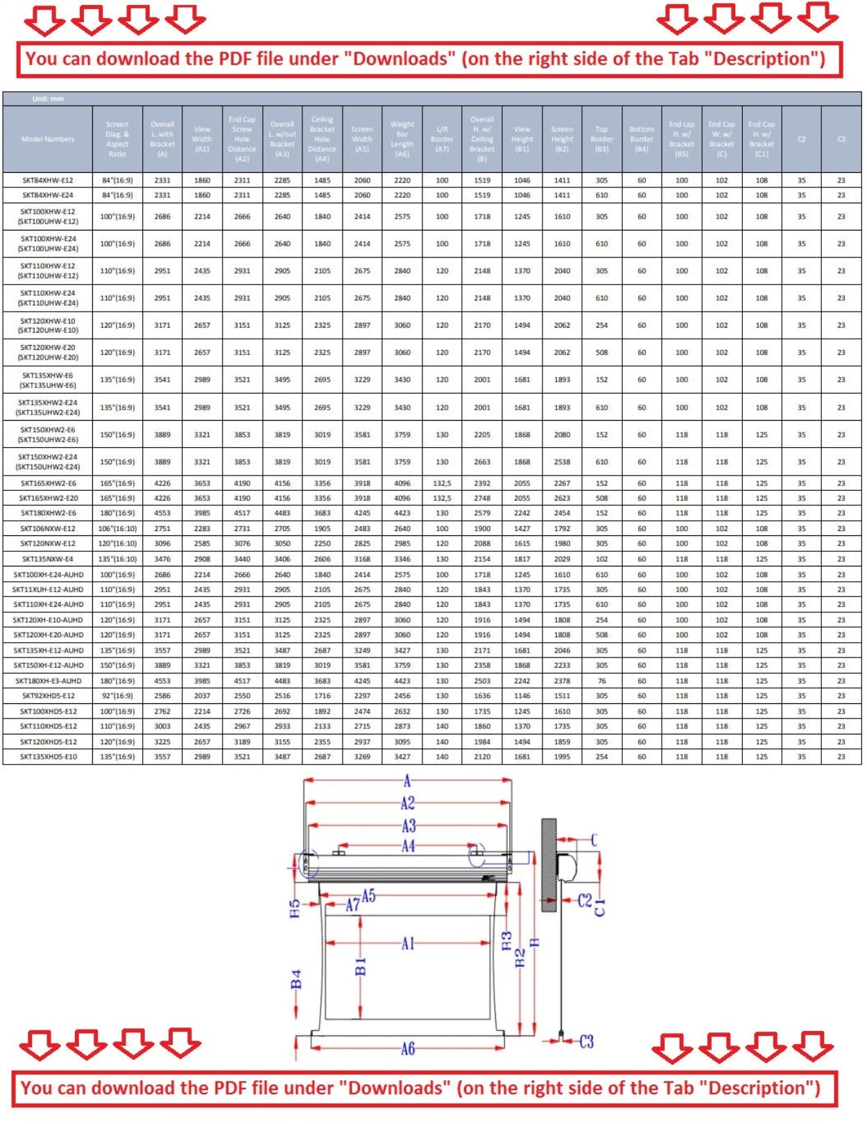 149 Beamer SCREENS TENSIONWeiß Leinwand SAKER / 266 TAB x ELITE (16:9)(Vorlauf AcousticPro-UHD 50cm) /
