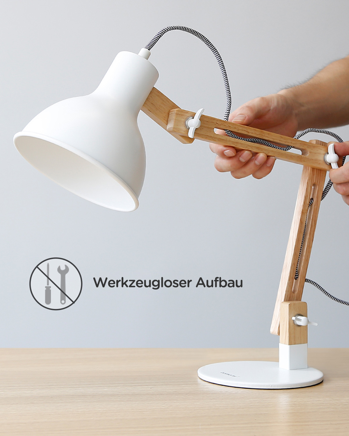 Arm, verstellbarem klassichen Leselampe Augenfreundliche Lampe mit im Leselampe, Holz-Design, TOMONS Schreibtischlampe LED