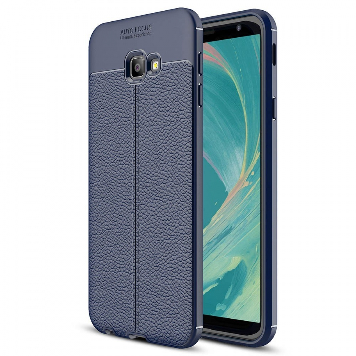 CASEONLINE Ledermuster, Backcover, Galaxy (2018), Plus Blau J4 Samsung