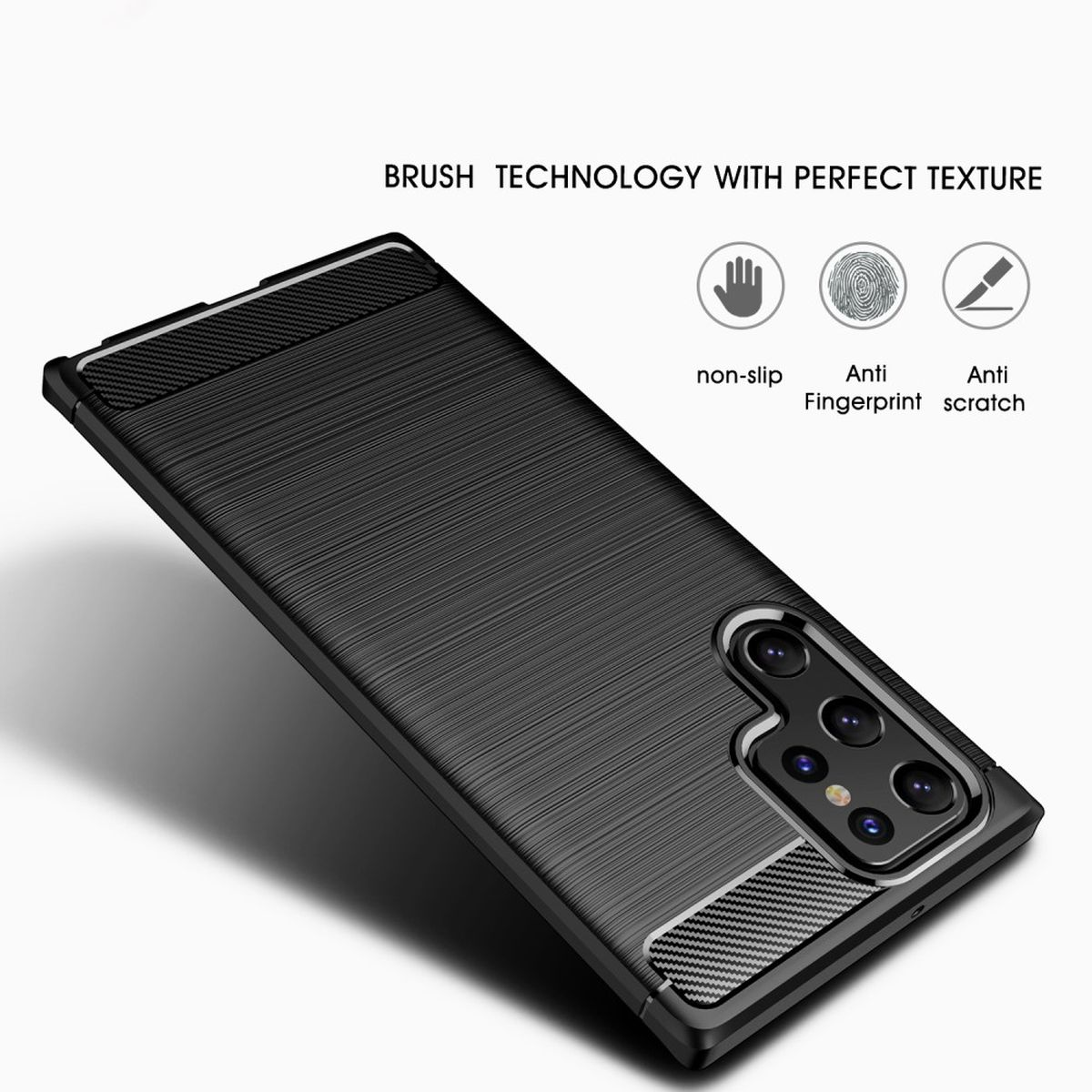 COVERKINGZ Handycase im Carbon Look, Galaxy S22 Schwarz Ultra, Samsung, Backcover