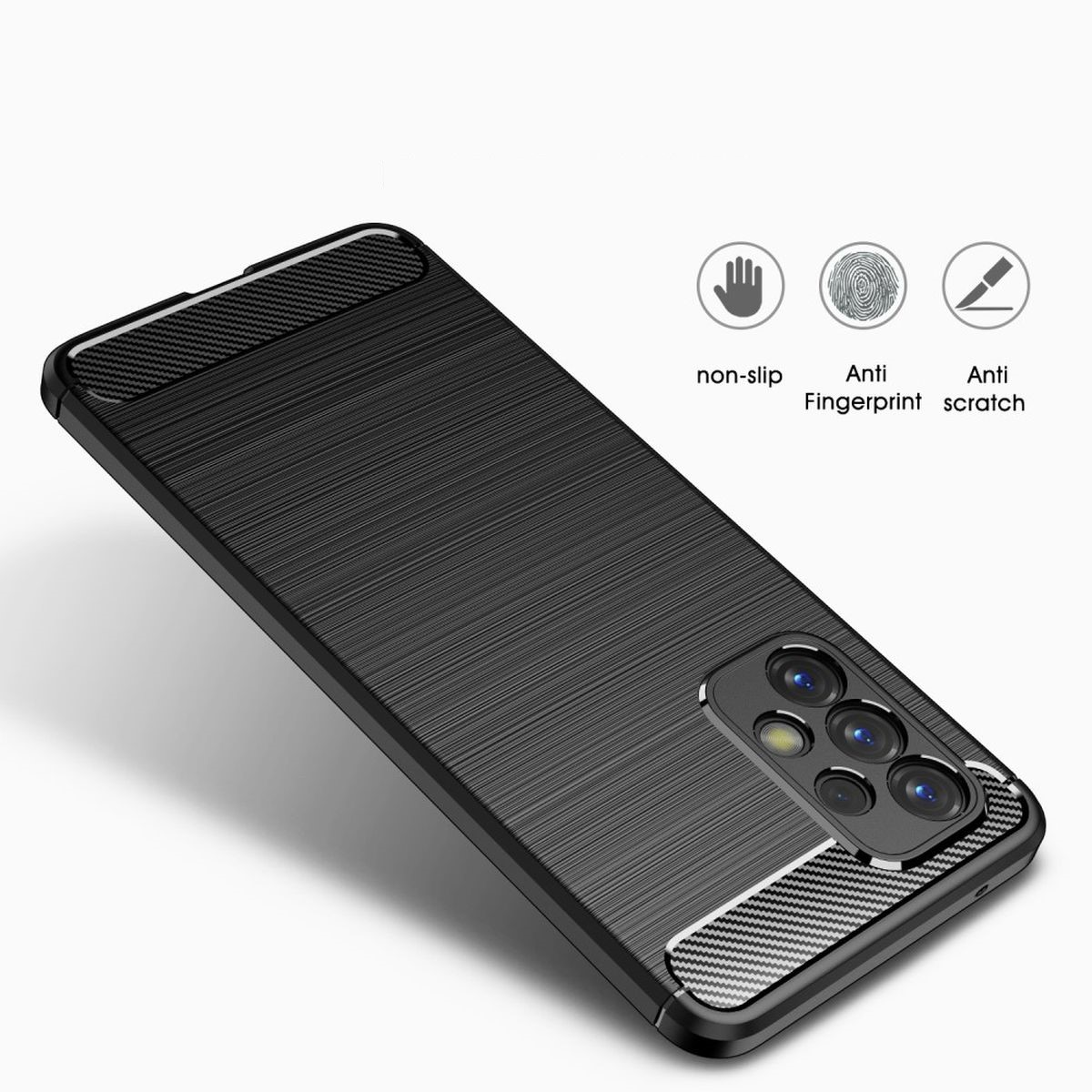 COVERKINGZ Handycase im Carbon Look, Samsung, Backcover, Galaxy 5G, Schwarz A53