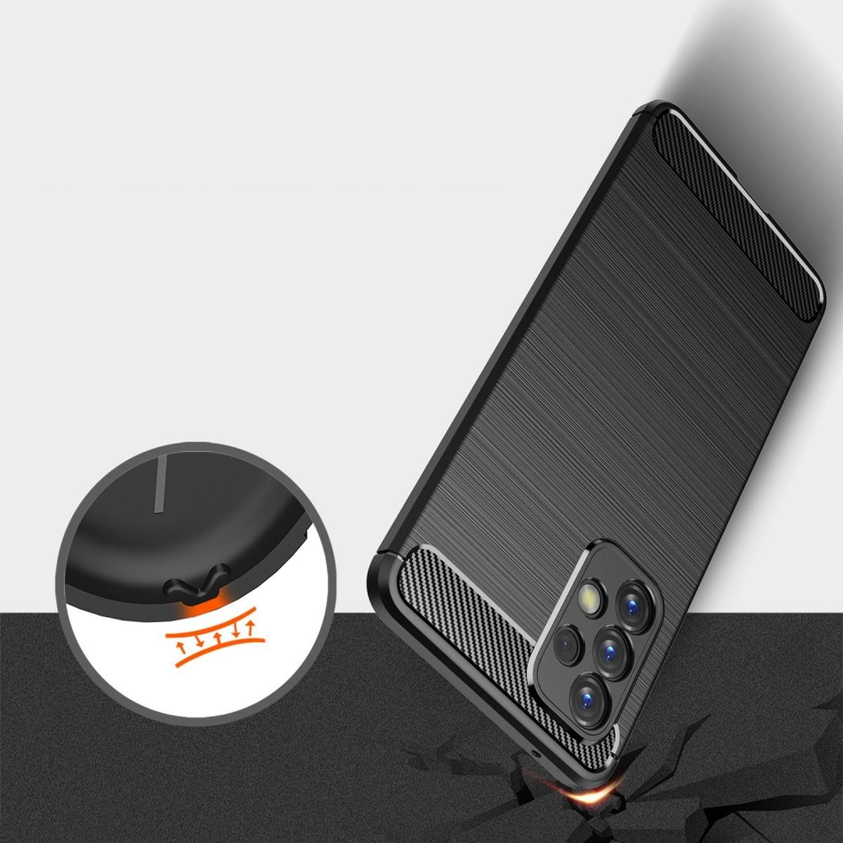 COVERKINGZ Handycase im Carbon Look, Schwarz Galaxy A53 5G, Samsung, Backcover