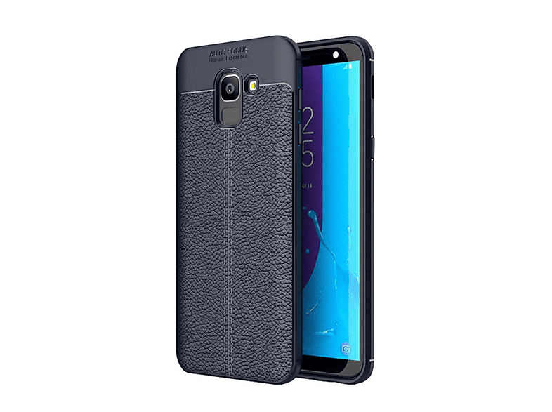 CASEONLINE Galaxy (2018), Blau Backcover, Ledermuster, Samsung, J6