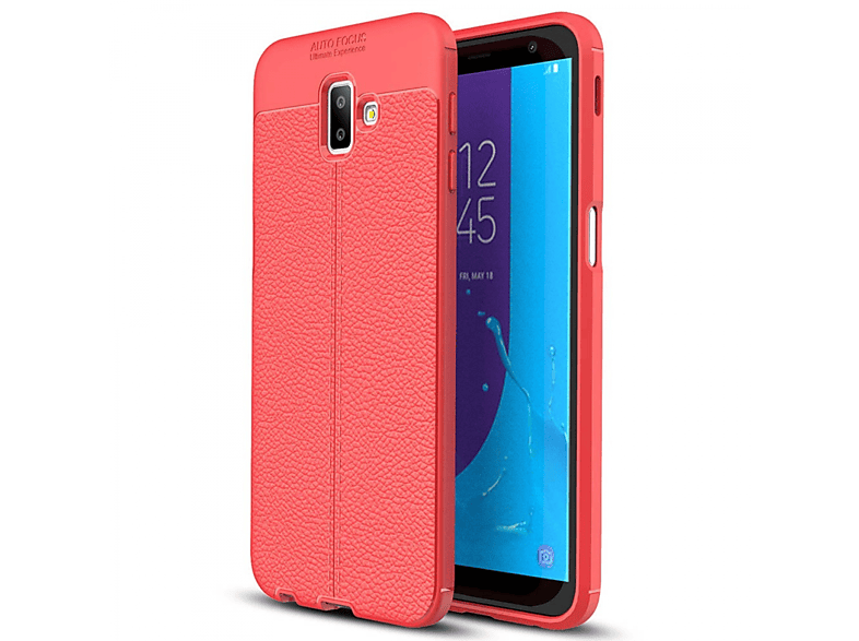 CASEONLINE Ledermuster, Backcover, Samsung, Galaxy J6 Plus (2018), Rot | Backcover