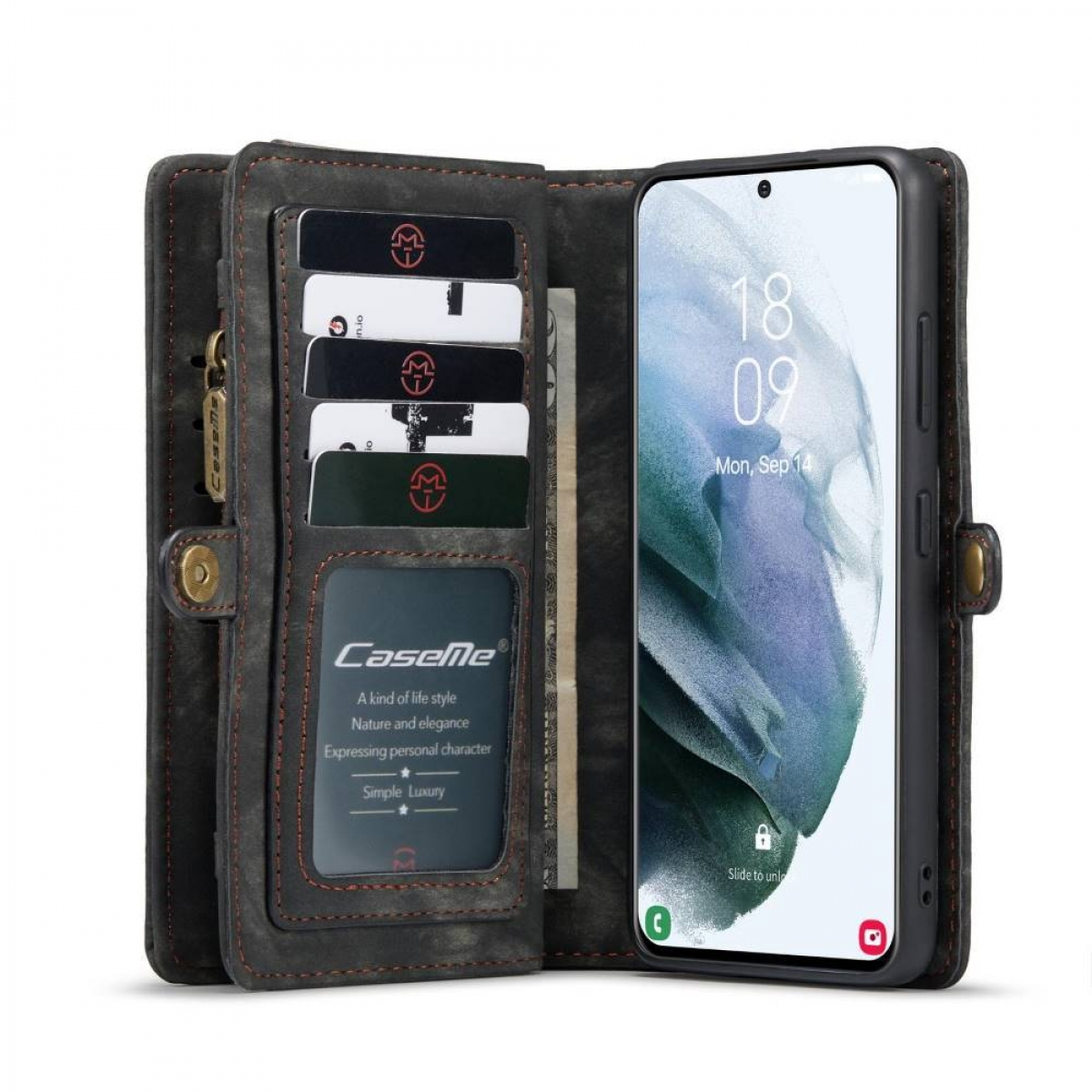 Galaxy S20 Bookcover, CASEME Samsung, Schwarzgrau Plus, Multi,