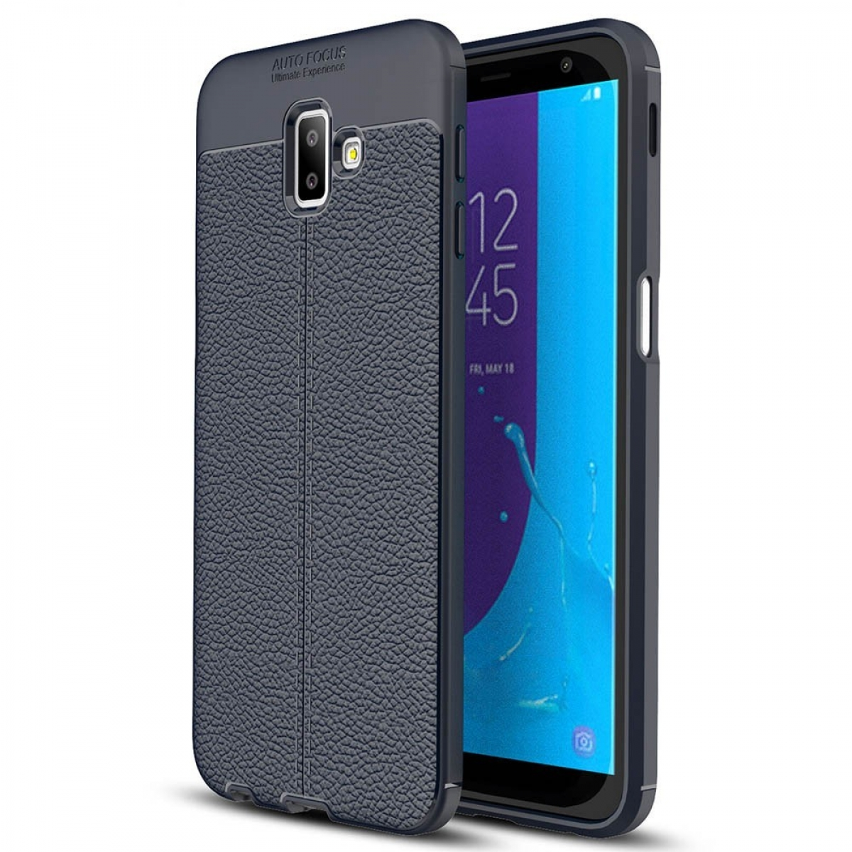 Backcover, Samsung, Plus CASEONLINE Blau Galaxy J6 (2018), Ledermuster,