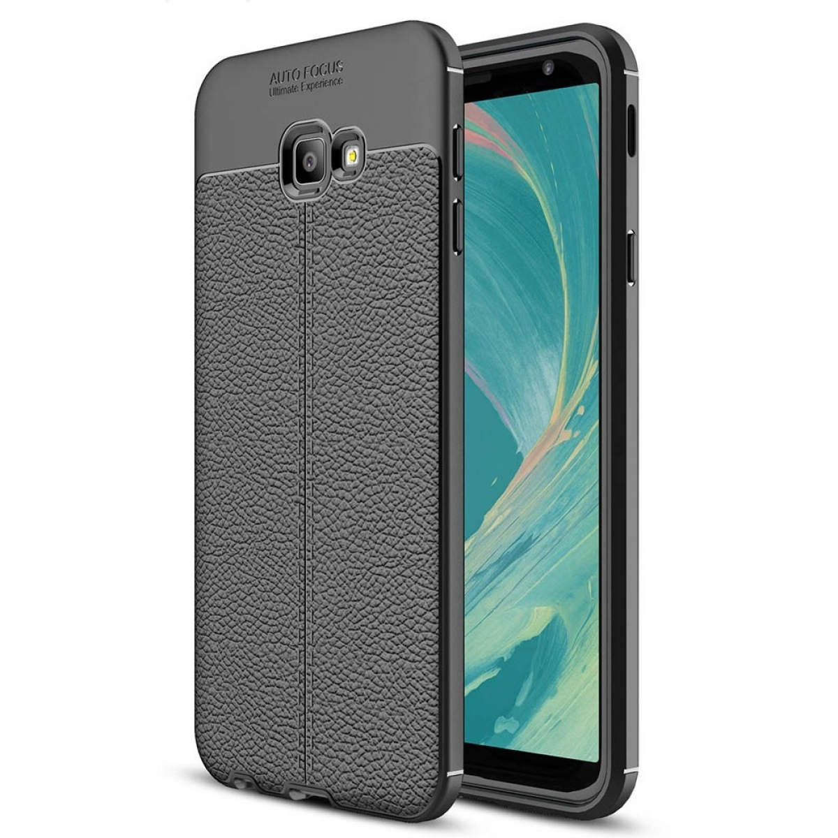 CASEONLINE Ledermuster, Backcover, Samsung, (2018), Galaxy J4 Plus Schwarz