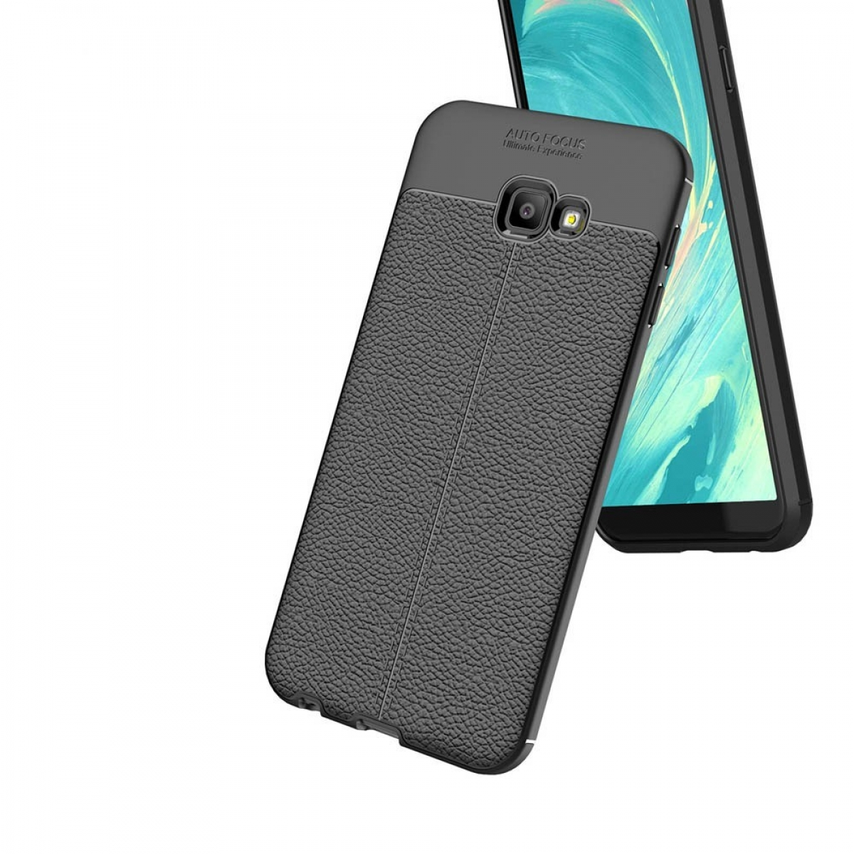 CASEONLINE Ledermuster, Backcover, Samsung, (2018), Galaxy J4 Plus Schwarz