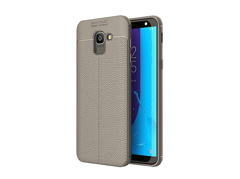 Samsung, Grau Galaxy Backcover, Ledermuster, (2018), J6 CASEONLINE