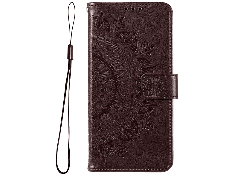 COVERKINGZ Klapphülle mit Mandala Muster, Bookcover, Samsung, Galaxy A73 5G, Braun | Bookcover